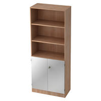 REGALSCHRANK - 5 Ordnerhöhen 42/80/200,4 cm in Nussbaumfarben/Silberfarben - Silberfarben/Nussbaumfarben, Holzwerkstoff (80/200.4/42cm) - bümö