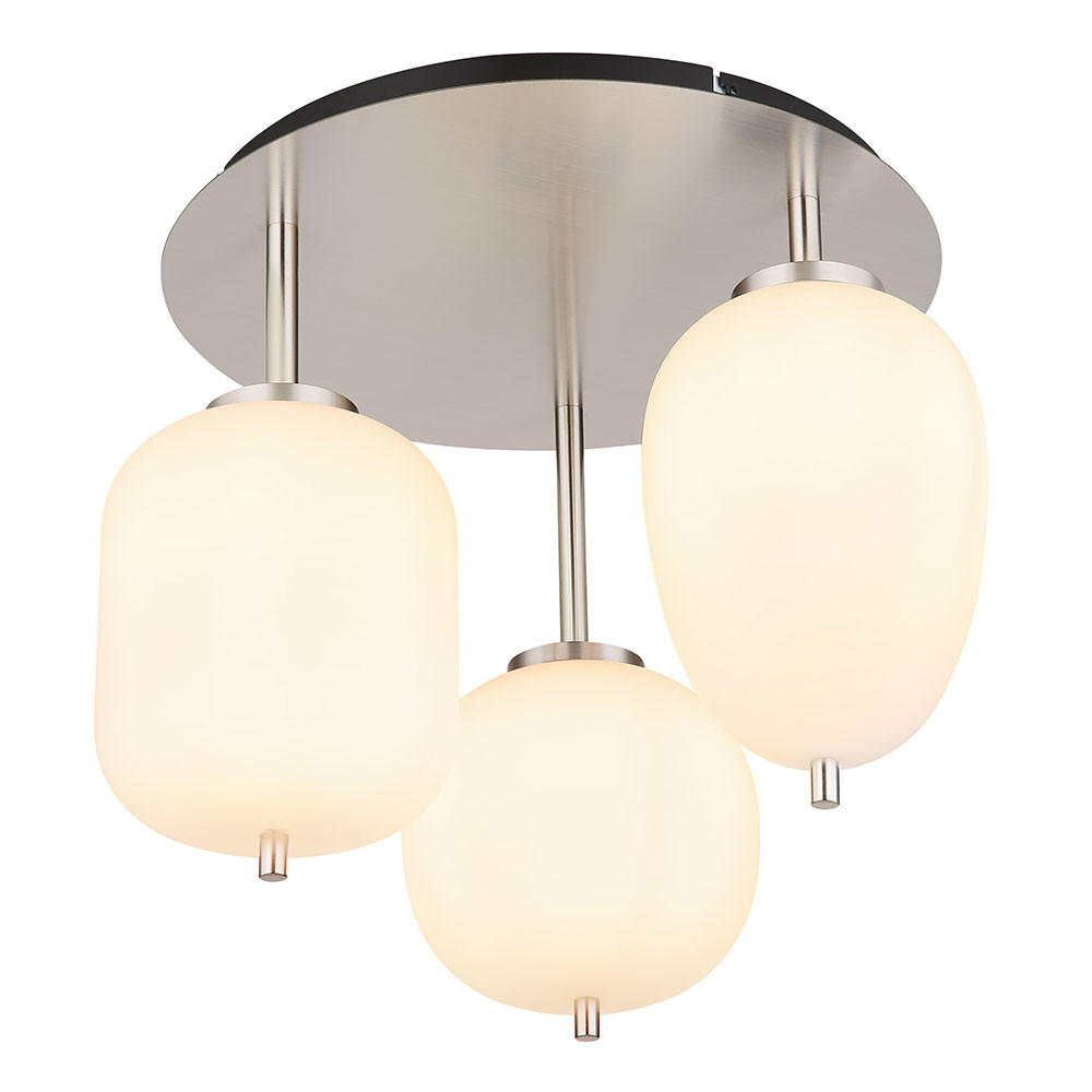 LED DECKENLEUCHTE Metall Silber Opal 3-Flammig - Silberfarben, Glas (46/46/36cm) - Globo Lighting