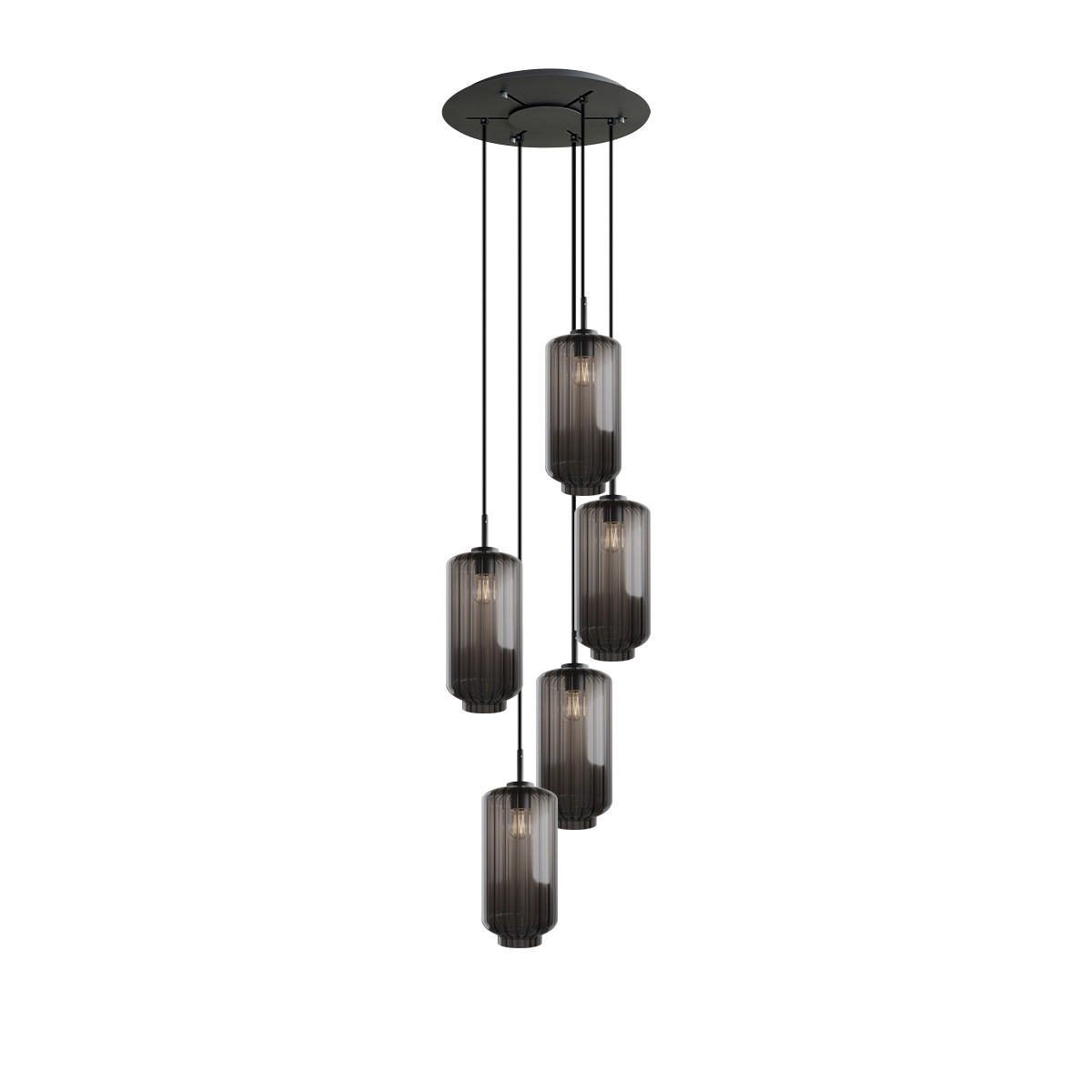 GALERIELEUCHTE Velo 5-flammig Rauch Ø 18cm - Anthrazit/Schwarz, Glas (18/18/33cm) - s.luce