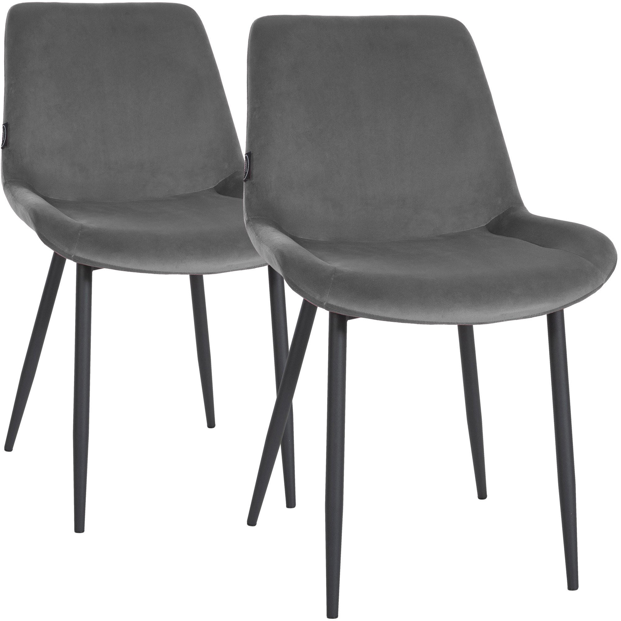 STUHL 2 Samt Grau - Schwarz/Grau, Textil/Metall (51/80/60cm) - CLP