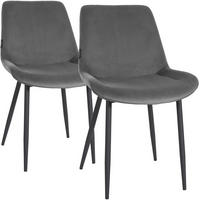 STUHL 2 Samt Grau - Schwarz/Grau, Textil/Metall (51/80/60cm) - CLP