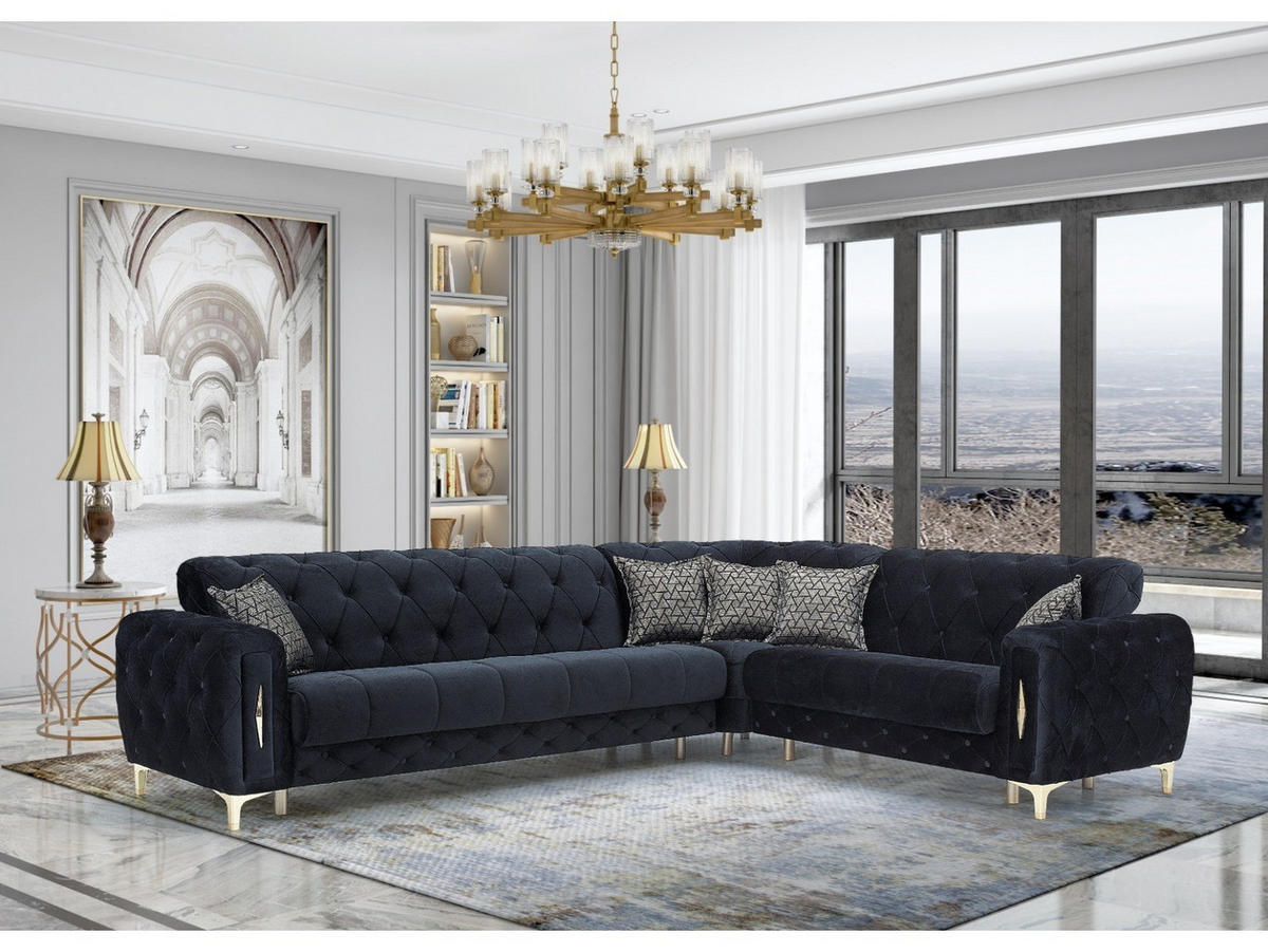ECKSCHLAFSOFA Patna Schwarz - Langer Schenkel Links - Schwarz, Holzwerkstoff/Kunststoff (315/245cm) - Villa Möbel