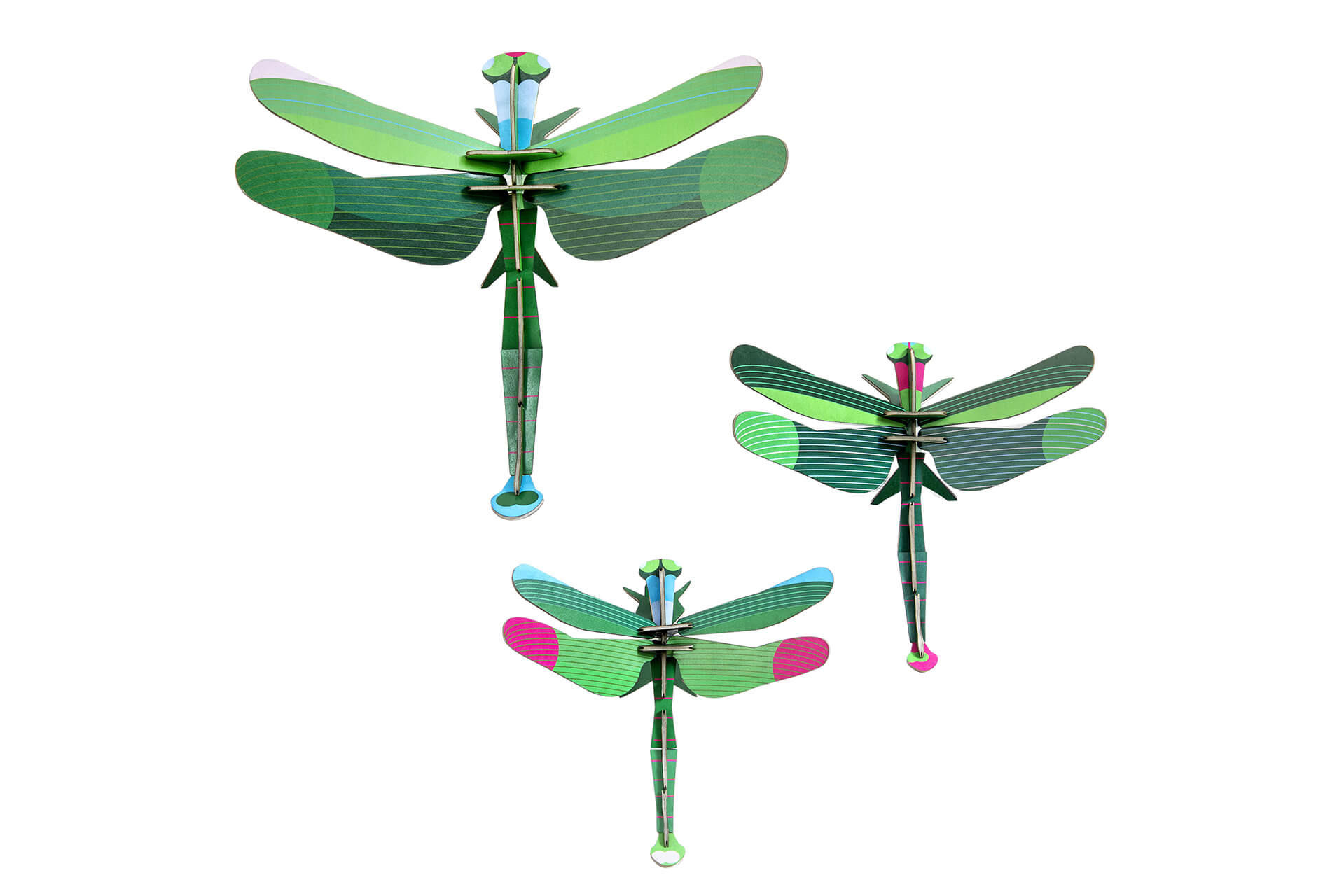 WANDDEKO Jade-Libellen-Trio 21/11 cm - Grün, Wellpappe (21/11/21cm) - KUNSTLOFT