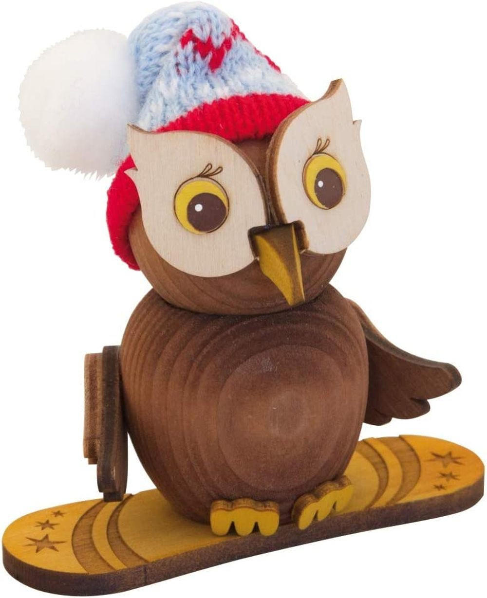 HOLZFIGUR Minieule mit Snowboard und Strickmütze 7 cm - Multicolor, Holz (5/7/5cm)