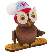 HOLZFIGUR Minieule mit Snowboard und Strickmütze 7 cm - Multicolor, Holz (5/7/5cm)