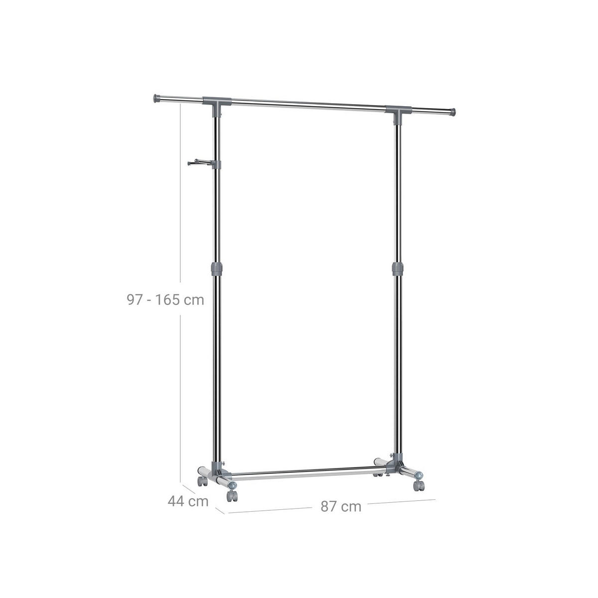 KLEIDERSTÄNDER - Grau, Metall (44/165/150cm) - Hansiro