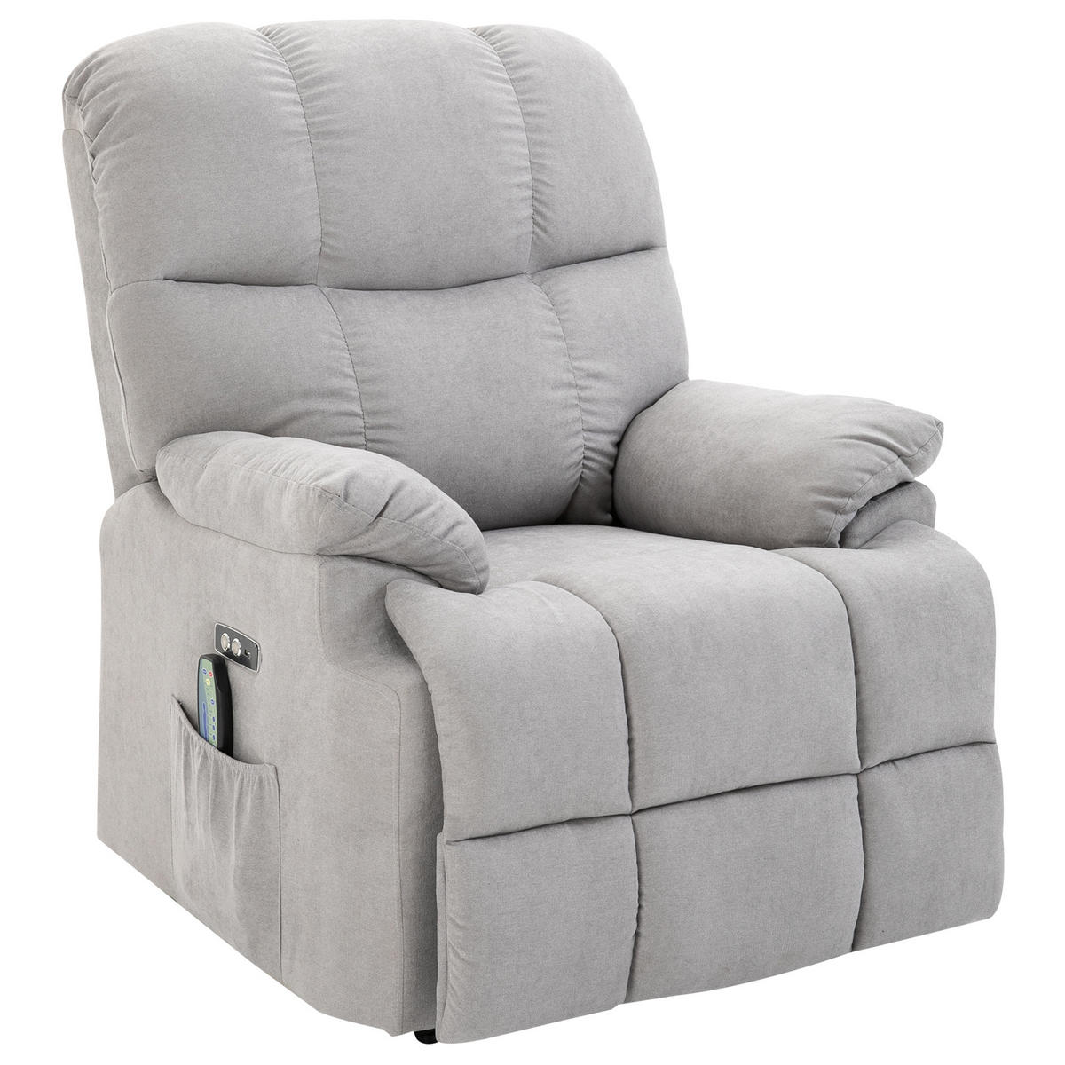 SESSEL DE-06327 Mit Aufstehilfe, Massagefunktion, 160° neigbar, USB Grau - Grau, Textil/Metall (95/105/83cm) - ComfortXL