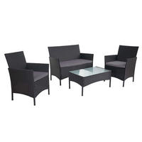 POLY-RATTAN GARTEN-GARNITUR Anthrazit - Anthrazit, Kunststoff - MCW