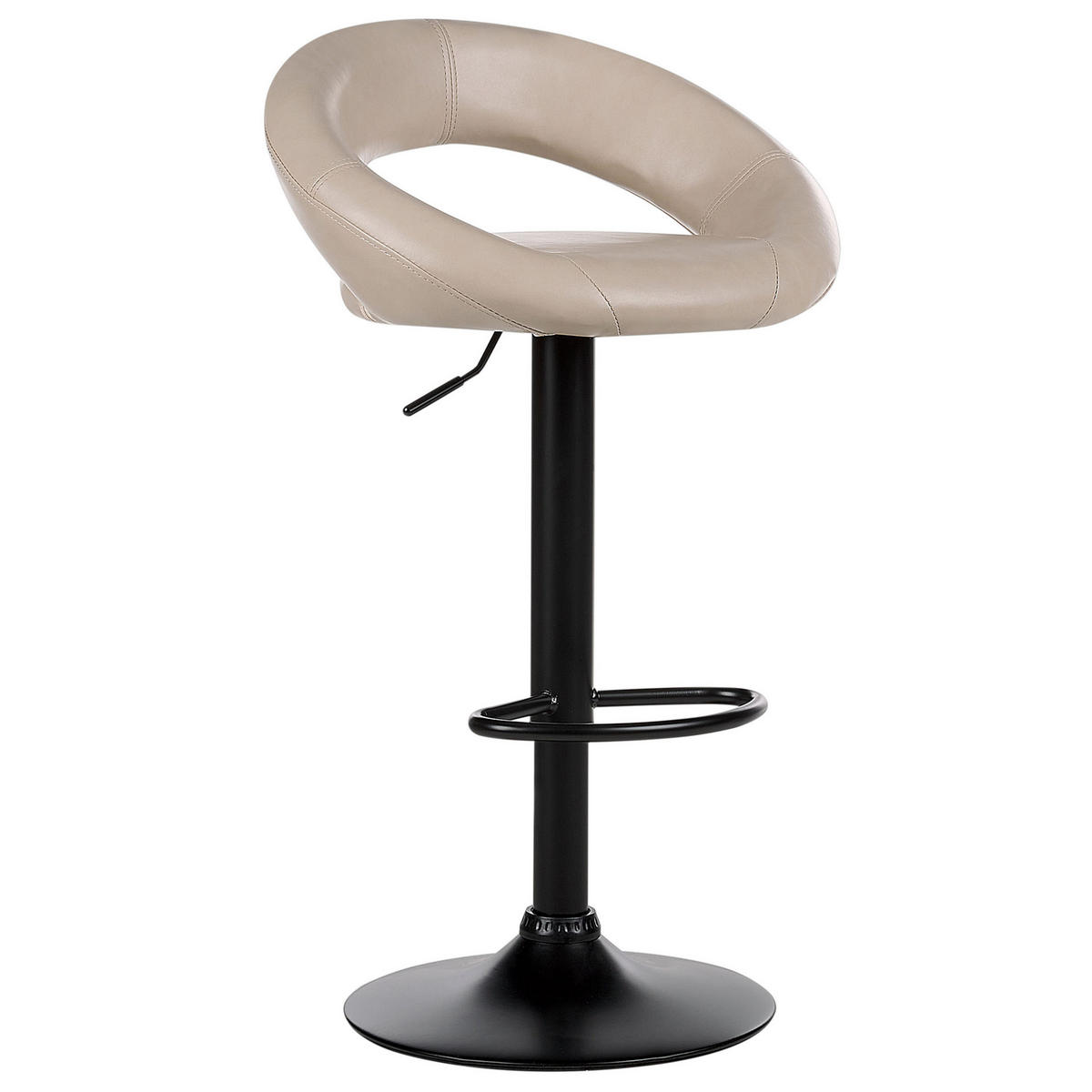 BARHOCKER 2er-Set Kunstleder hellbeige/schwarz höhenverstellbar Peoria - Beige/Schwarz, Kunststoff (53/48cm) - Beliani