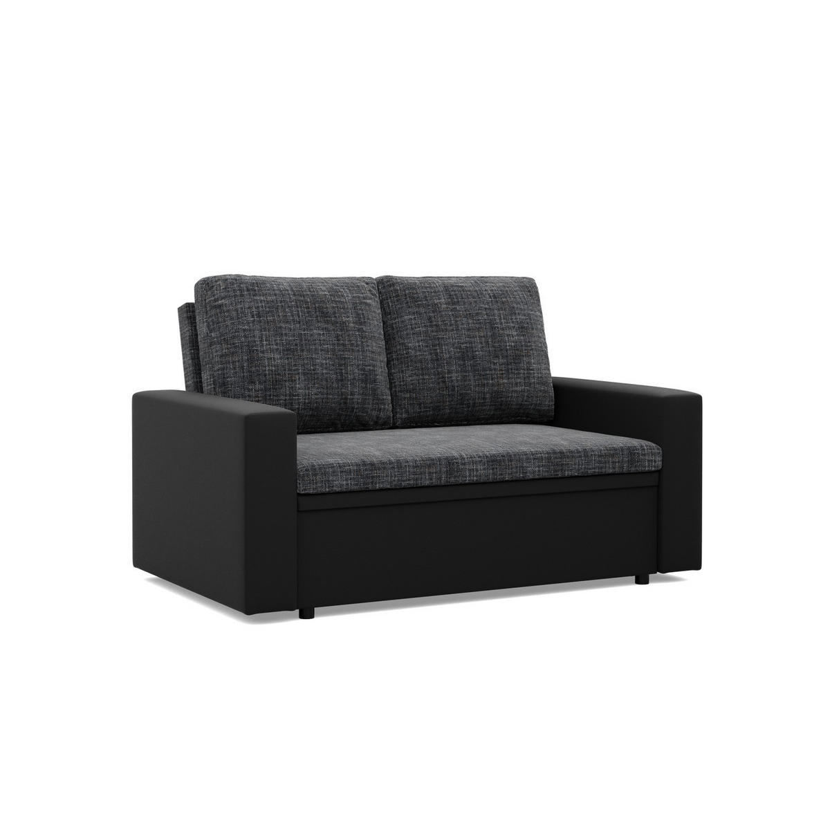 SOFA 2-SITZER MIT SCHLAFFUNKTION LUNA, Schwarz + Schwarz - Schwarz, Textil (148/90/87cm)
