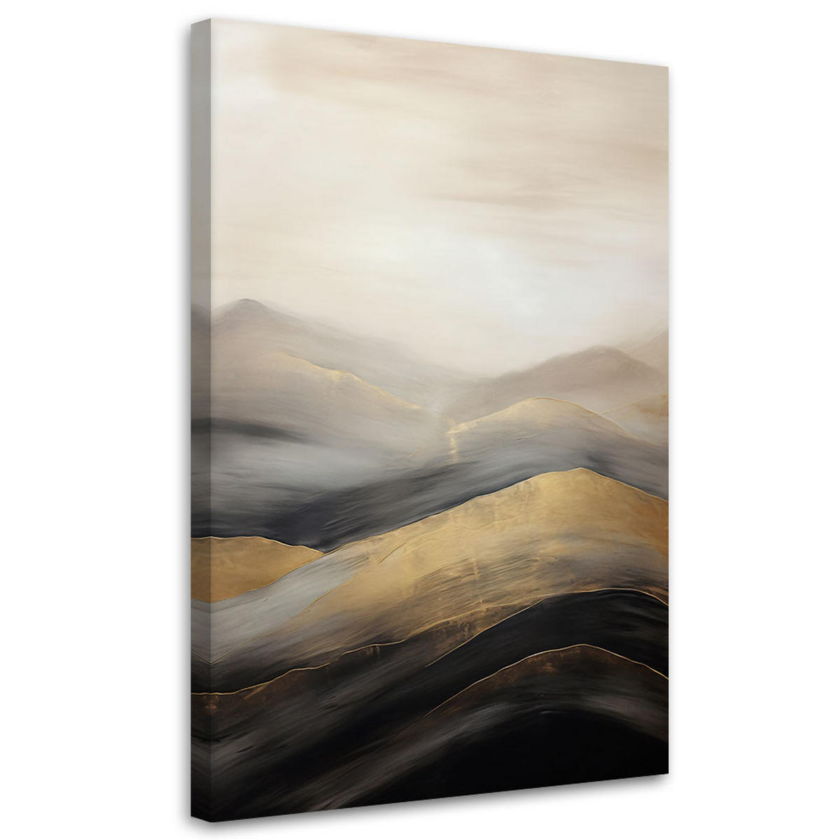 LEINWANDBILD Beigefarbene Boho-Berge 70x100cm - Goldfarben, Textil (70/100cm) - Feeby