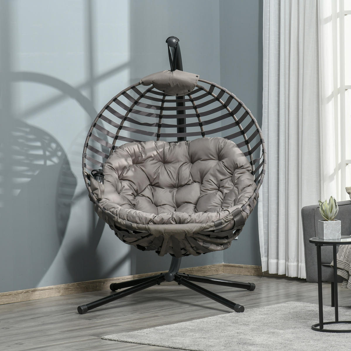 HÄNGESESSEL, Stahl, Polyester, Sand - Sandfarben, Kunststoff/Metall (118/172/126cm) - Outsunny