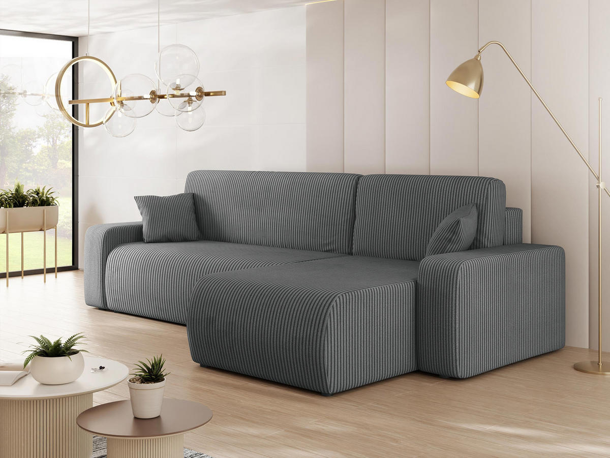 ECKSOFA Piano L Cord - Schwarz/Grau, Holz/Kunststoff (244/145cm) - MIRJAN24