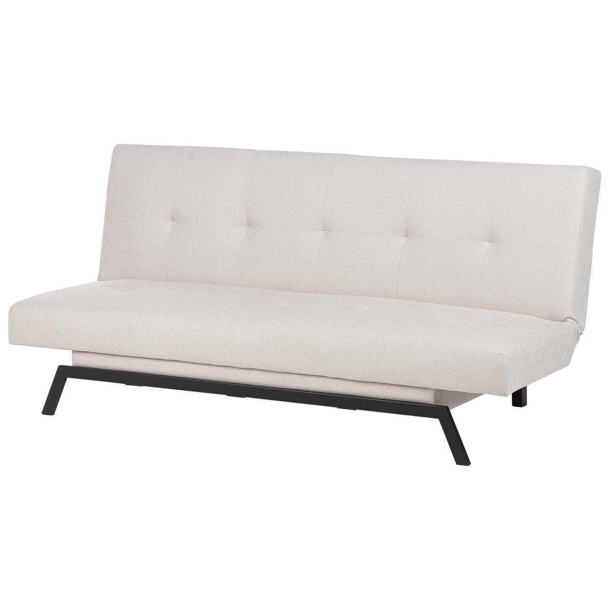 3-SITZER-SCHLAFSOFA cremeweiß Leeds - Schwarz/Weiß, Textil (188/85/93cm) - Beliani