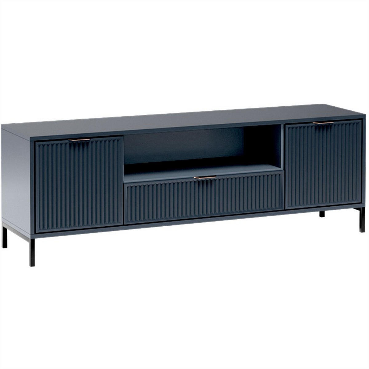 LOWBOARD Linna mit zwei Türen dunkelblau 165 cm - Schwarz/Dunkelblau, Holzwerkstoff/Metall (165/56/40cm) - Beautysofa