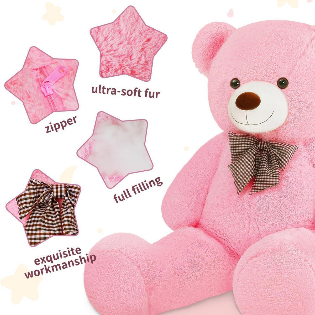PLÜSCHBÄR Rosa XL - Rosa, Textil (52/120cm)