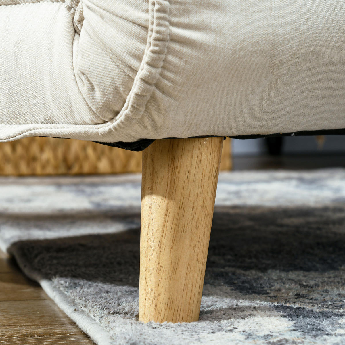 SCHLAFSESSEL, Klappbett mit Bettfunktion, Lendenkissen, für Wohnzimmer Creme - Creme/Naturfarben, Holz/Textil (78/79/72cm) - HOMCOM
