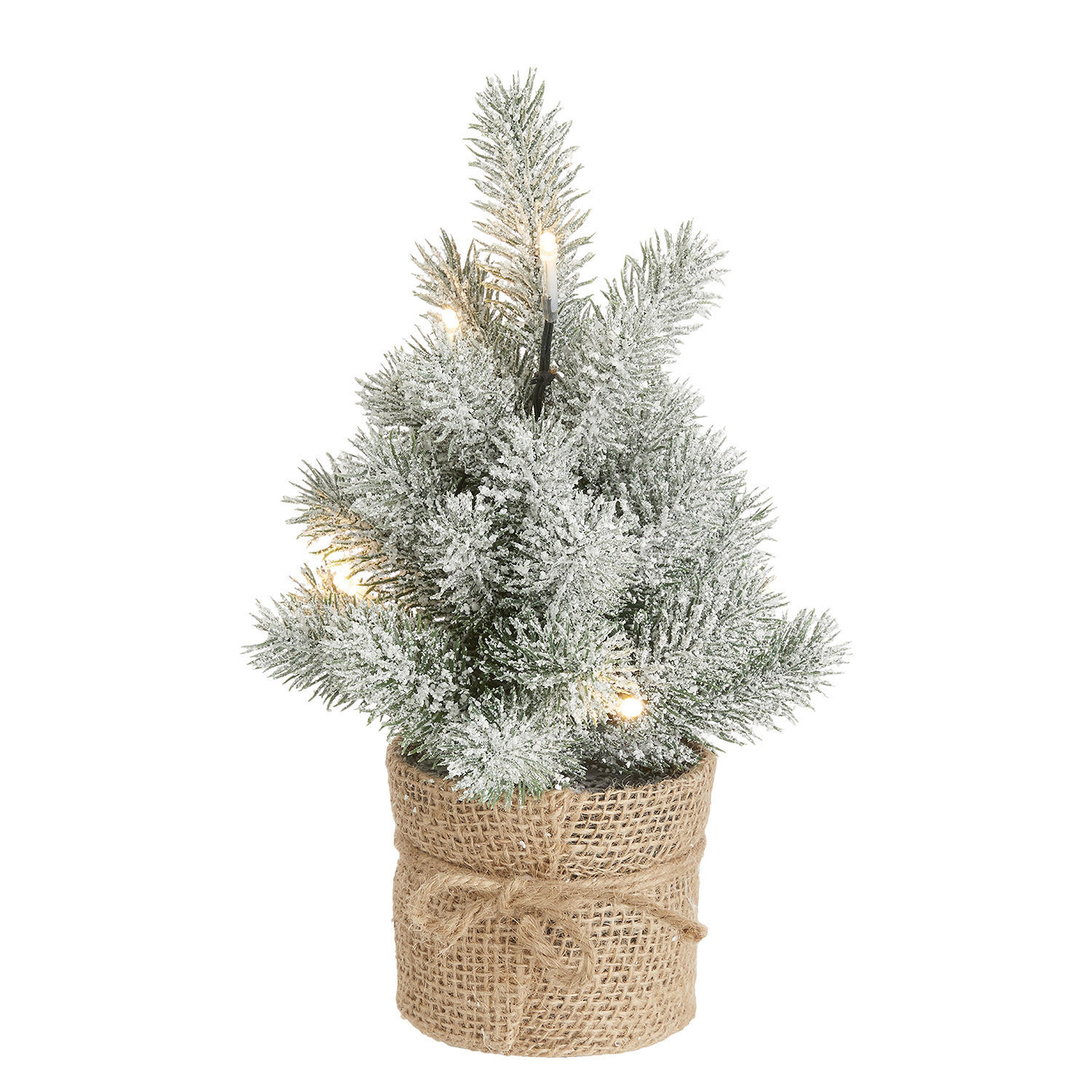MINI TANNENBAUM Tree Of The Month mit Schnee und LED-Licht - Grün, Metall (10cm) - Butlers