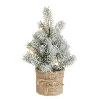 MINI TANNENBAUM Tree Of The Month mit Schnee und LED-Licht - Grün, Metall (10cm) - Butlers