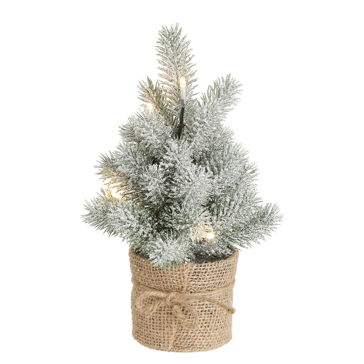 MINI TANNENBAUM Tree Of The Month mit Schnee und LED-Licht - Grün, Metall (10cm) - Butlers