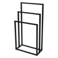 VĚŠÁK NA RUČNÍKY se 3 tyčemi na ručníky, 45 cm, černý, z oceli - černá, kov (22/86/45cm) - ML-DESIGN