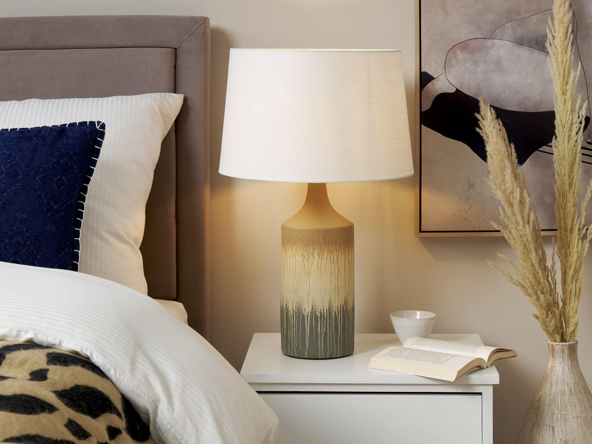 TISCHLAMPE Calvas 40/40/64 cm - Beige, Keramik (40/40/64cm) - Beliani