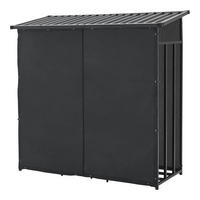 BRENNHOLZREGAL Yakutat - Schwarz, Textil/Metall (180/185/70cm) - casa.pro