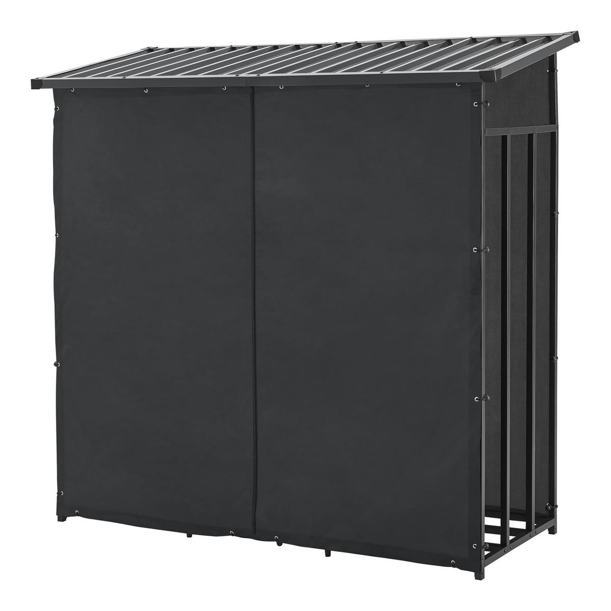 BRENNHOLZREGAL Yakutat - Schwarz, Textil/Metall (180/185/70cm) - casa.pro