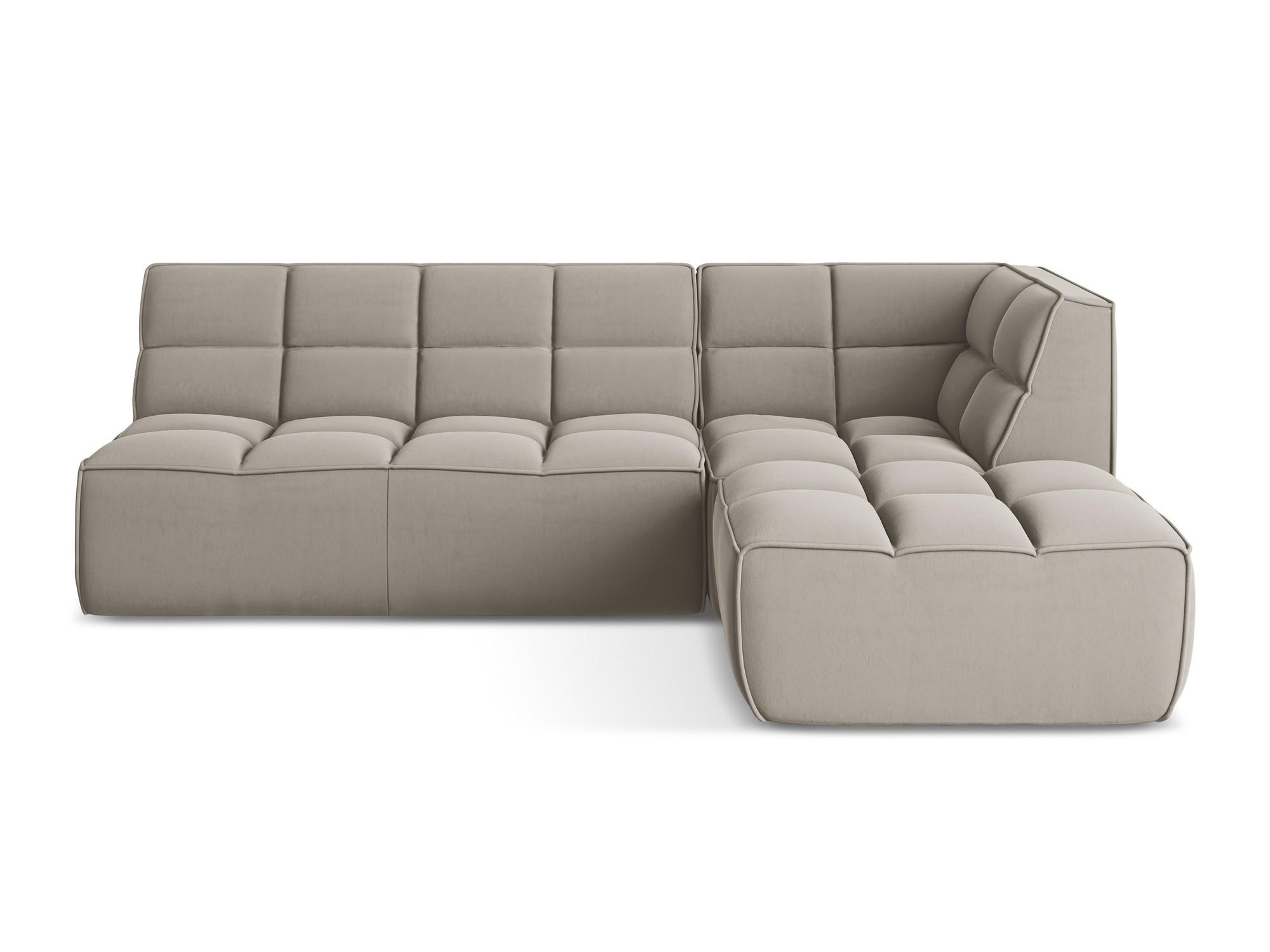 ECKSOFA Beidseitig Samt Stoff Grau - Taupe/Schwarz, Kunststoff/Textil (258/178cm) - Makamii