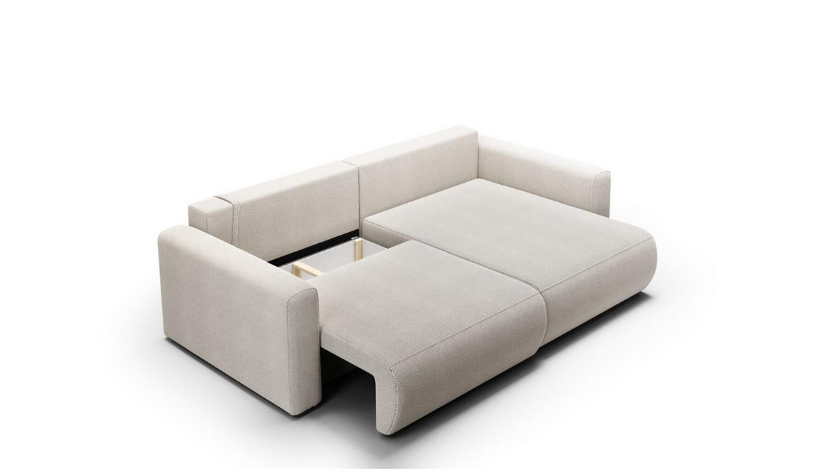 ECKSOFA Chaira Mit Schlaffunktion - Hellgrau, Holzwerkstoff/Textil (240/149cm) - Fun Möbel