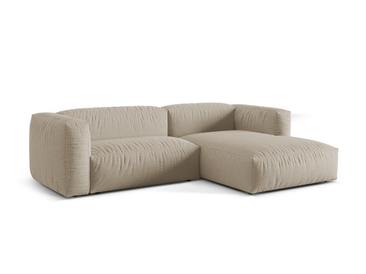 ECKSOFA modular rechts Martina aus strukturiertem Stoff leichtes beige 2 Sitzplätze - Creme, Textil (176/283cm) - Micadoni