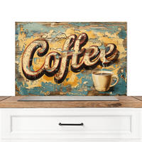SPRITZSCHUTZ KÜCHE Kaffee - Vintage - Braun - Tasse 90x60 cm - Teakfarben, Metall (90/0.3/60cm) - MuchoWow
