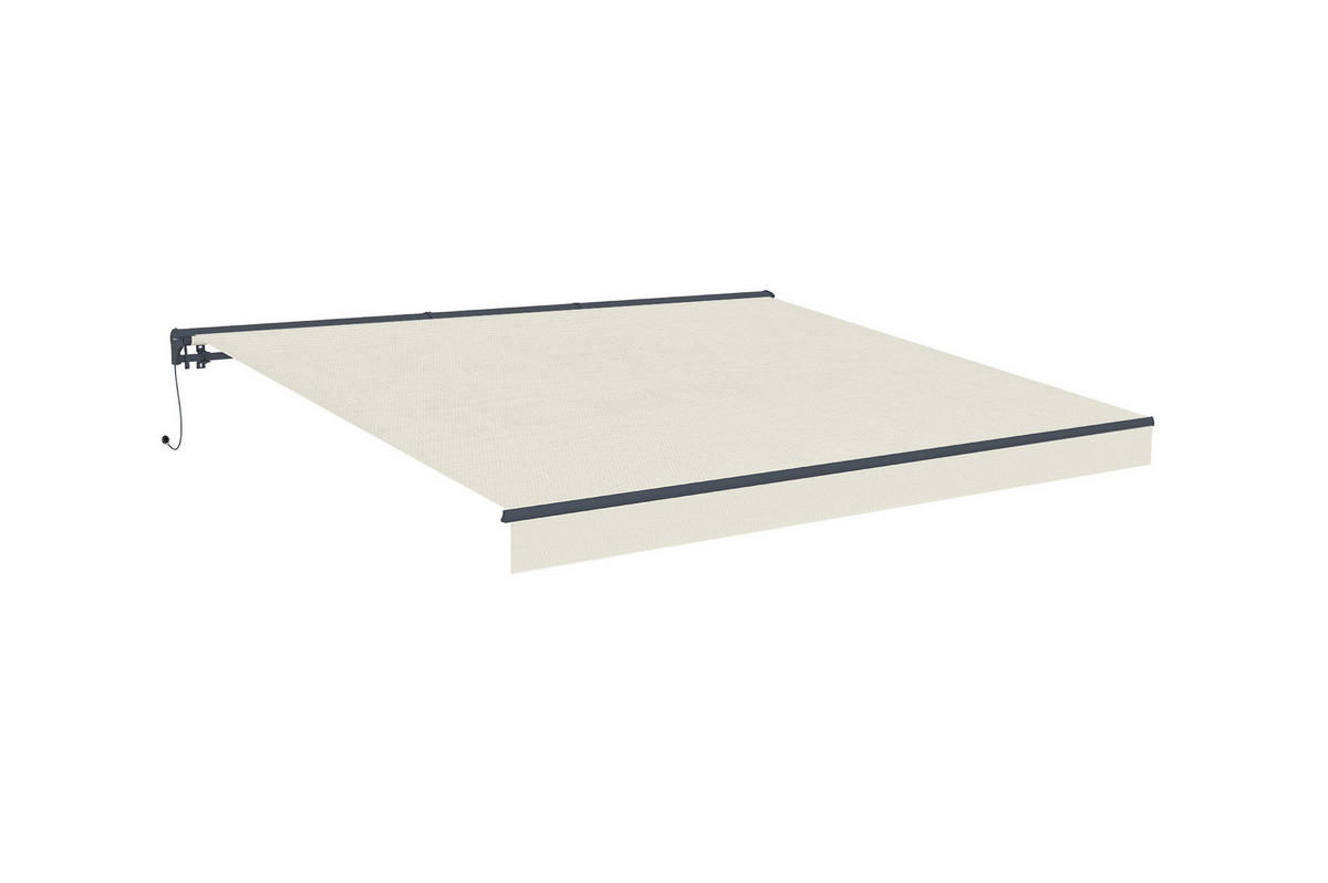 HALBKASSETTENMARKISE Fazzio Beige 4m x 3m motorisierte - Premium-Leinwand 320g/m² - Beige, Metall (400/270/300cm) - Cazeboo