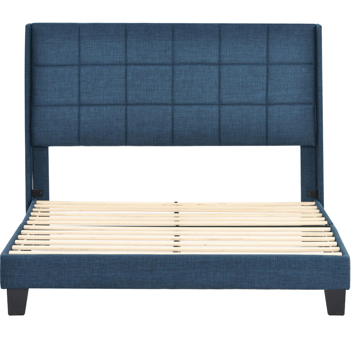 POLSTERBETT aus Leinen 140x200 cm in Blau mit Lattenrost & Matratze - Blau, Textil (140/200cm) - Modfu