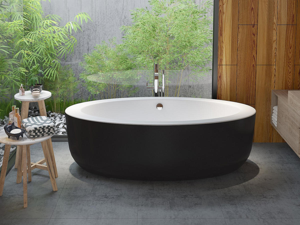 FREISTEHENDE Badewanne - 1 Person - Acryl - Schwarz - Schwarz, Kunststoff (185/58/90cm) - Vente-Unique