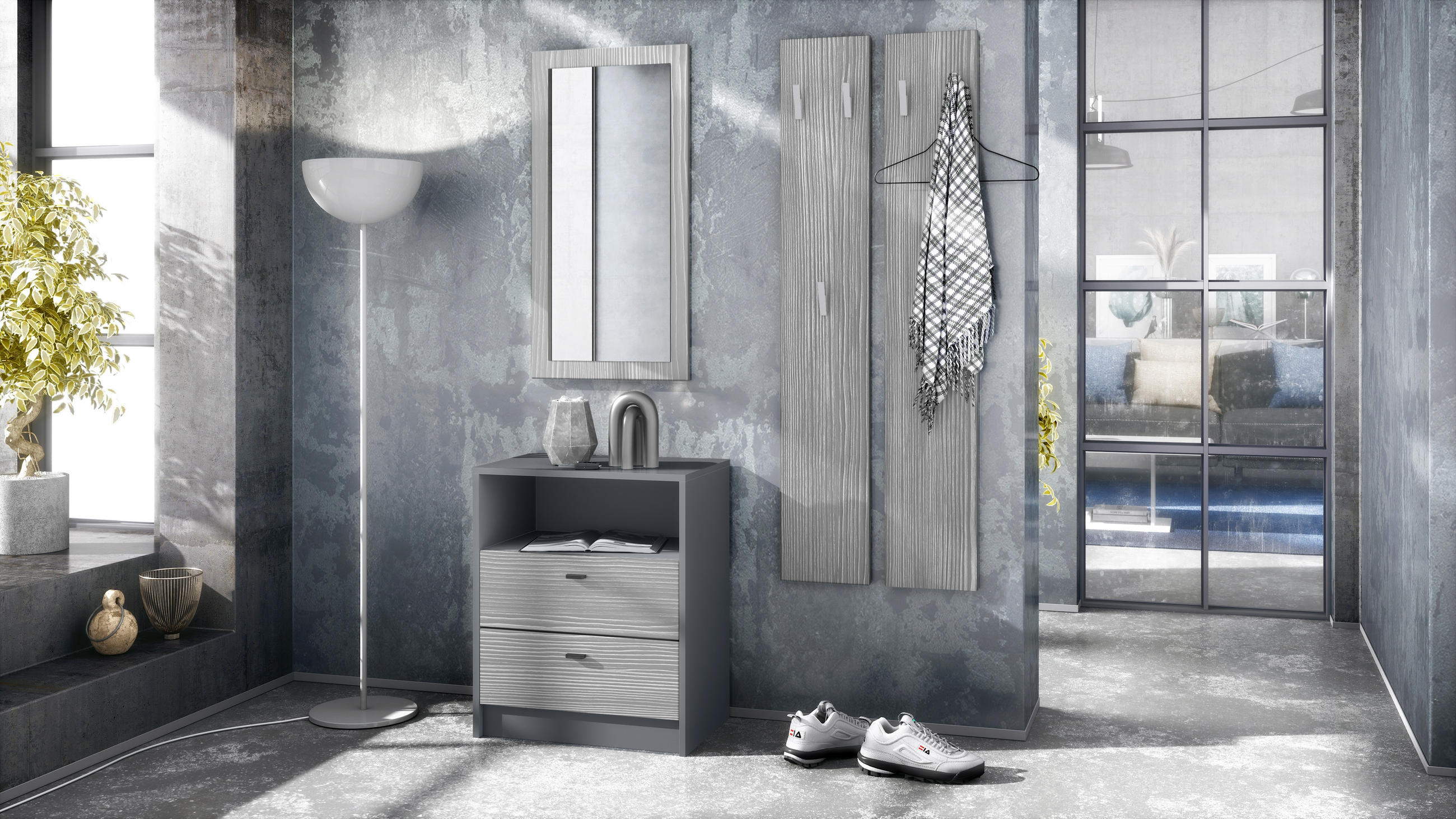 GARDEROBE Pino Avola-Anthrazit - Anthrazit, Holzwerkstoff (130/185/36cm) - Vladon