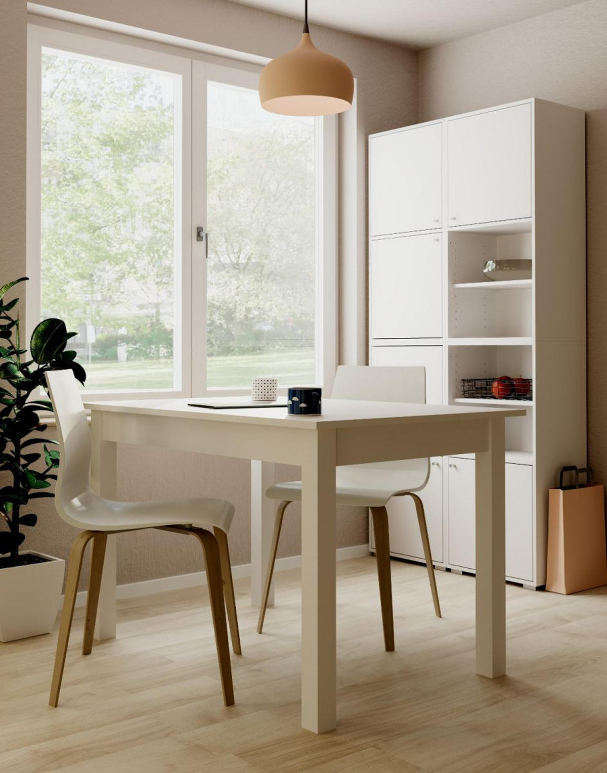 REGAL weiß 46 x 97 cm, Standregal mit 4 Fächern - Silberfarben/Weiß, Holzwerkstoff/Kunststoff (46/96.5/33.5cm) - Furn.Design