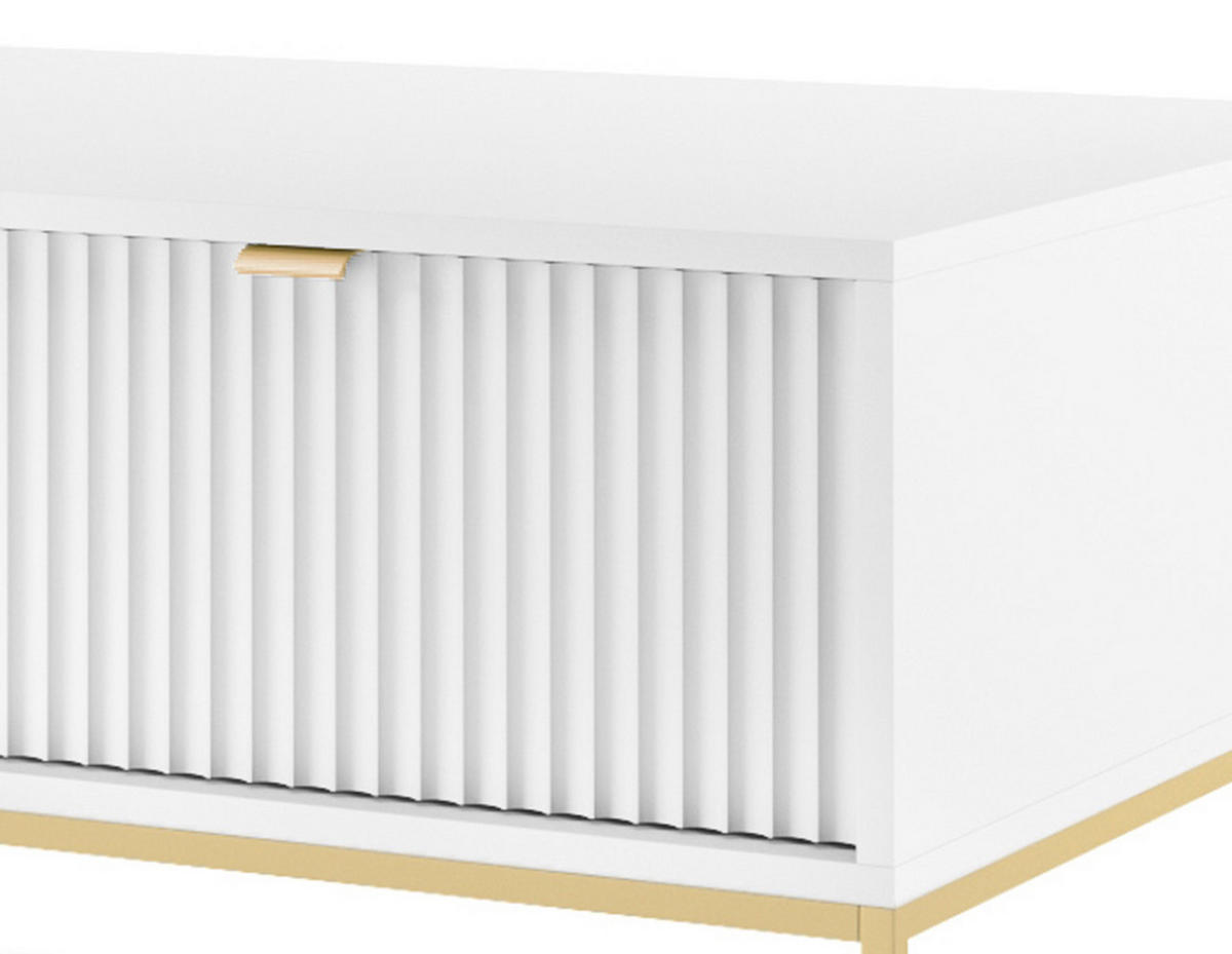 COUCHTISCH NOVA - L104, goldenen Akzenten, 104x68x46 cm Weiß - Goldfarben/Weiß, Holzwerkstoff/Kunststoff (68/104/46cm) - DomoHome