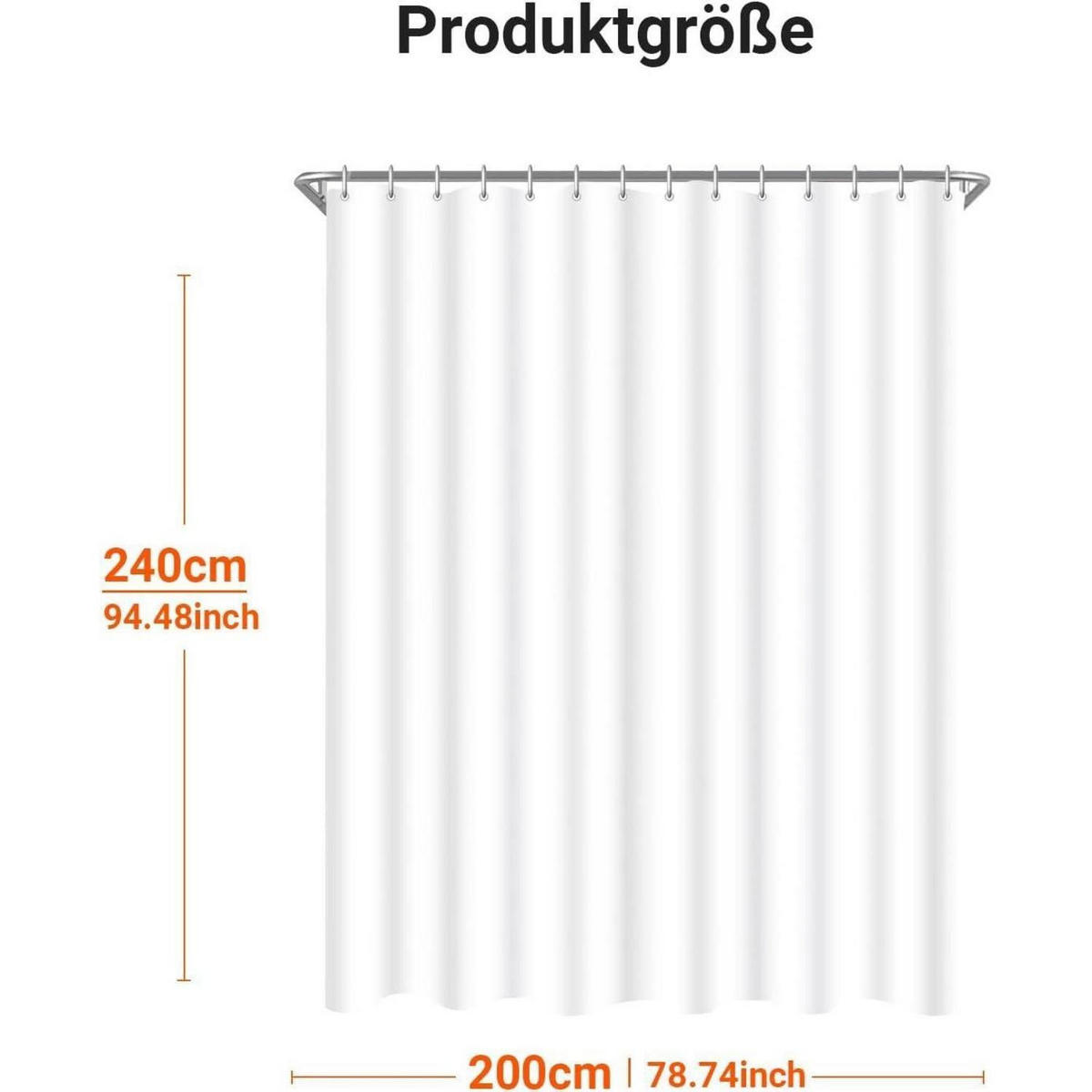 DUSCHVORHANG Reinweiß 200 x 240 cm - Weiß, Textil (200/240cm)