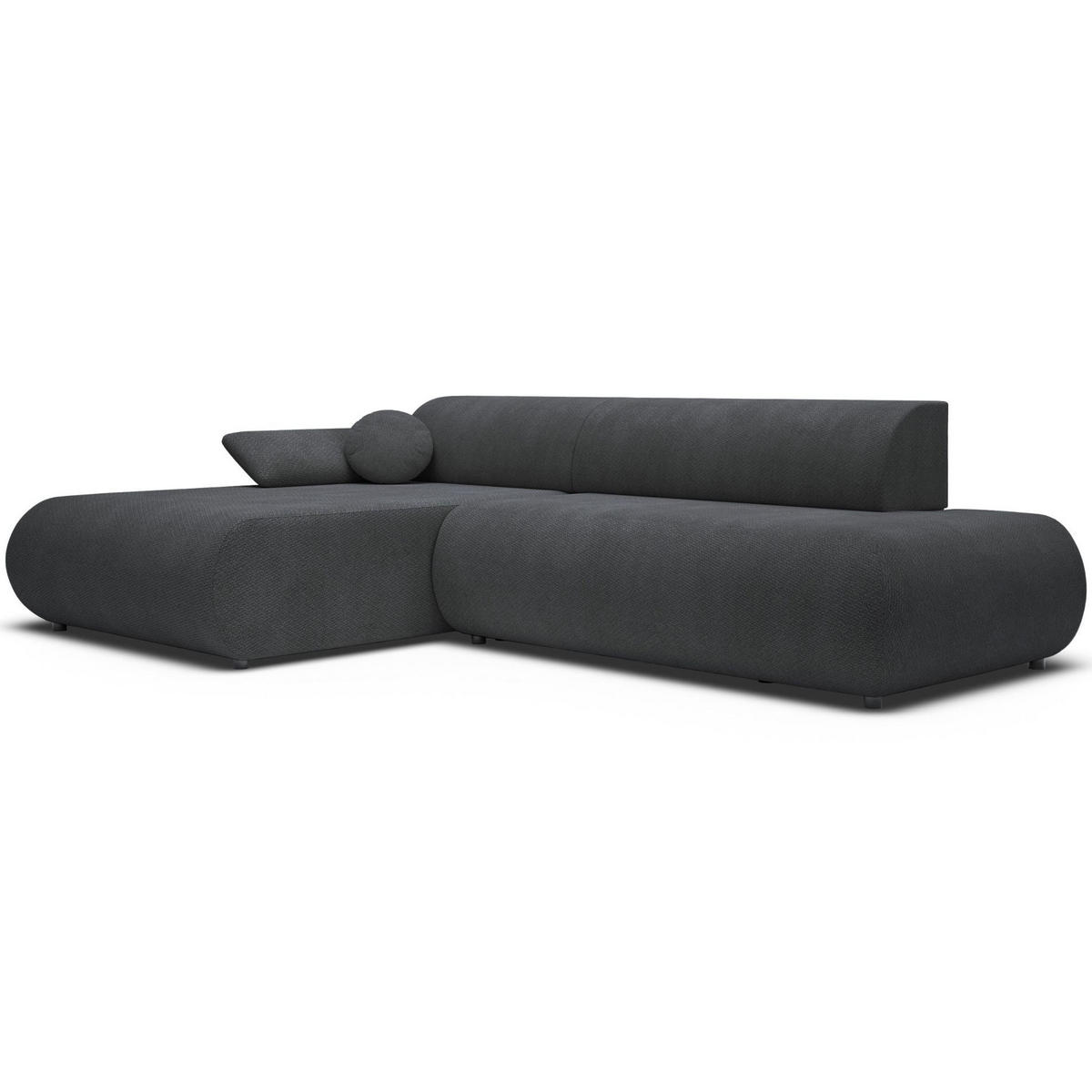 ECKSOFA Armone Graphit Chenille - Schwarz, Kunststoff/Textil (286/173.5cm) - Selsey