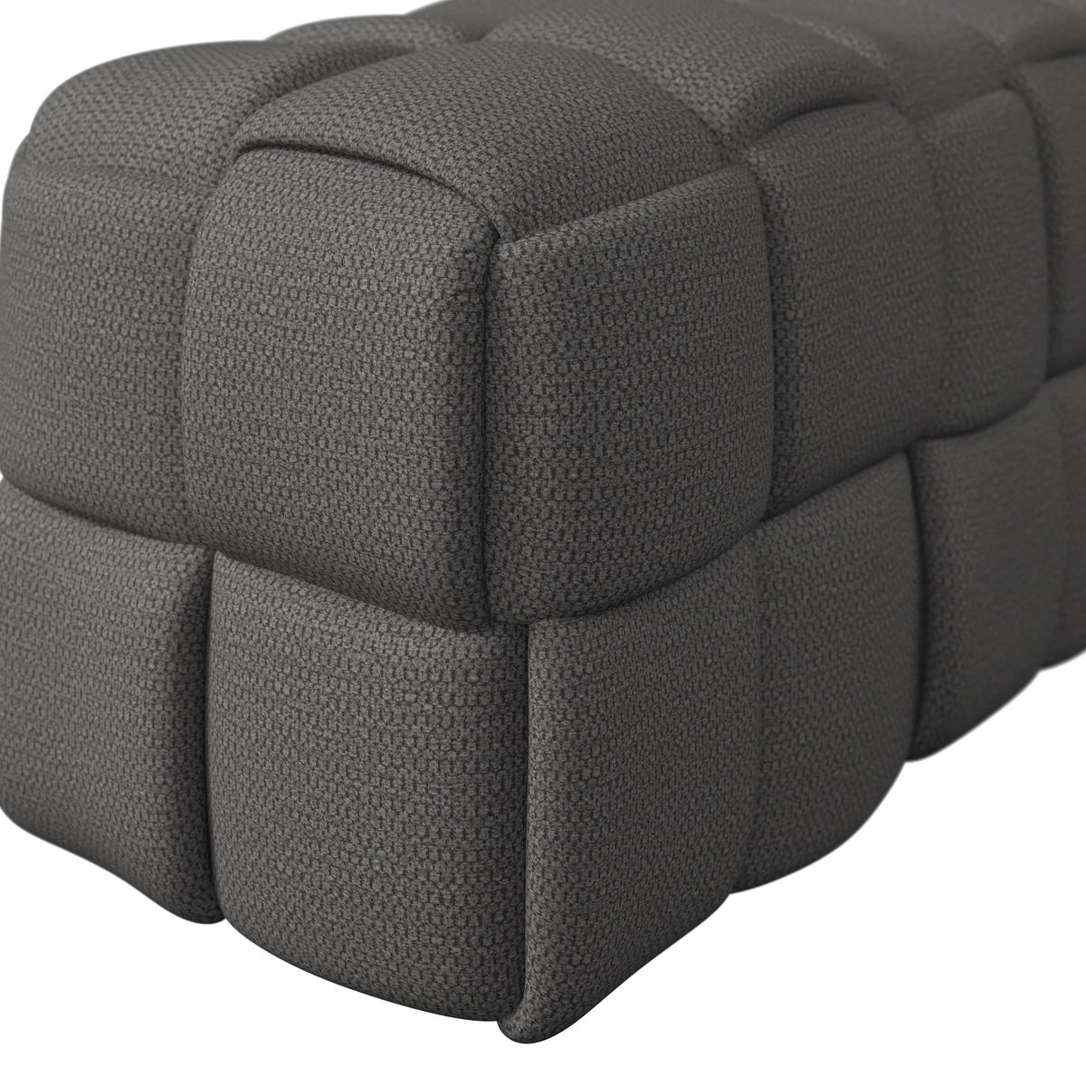 HOCKERBANK Ella Dunkelgrau Bouclé Gepolstert - Dunkelgrau, Holz (110/45/45cm) - Bessagi Home