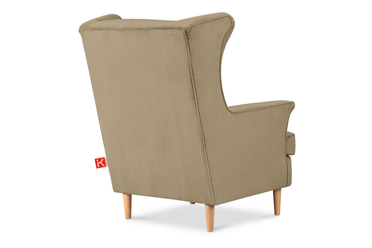 OHRENSESSEL STRALIS inklusive dekorativem Kissen, creme - Creme/Braun, Textil (82/108/80cm) - KONSIMO®