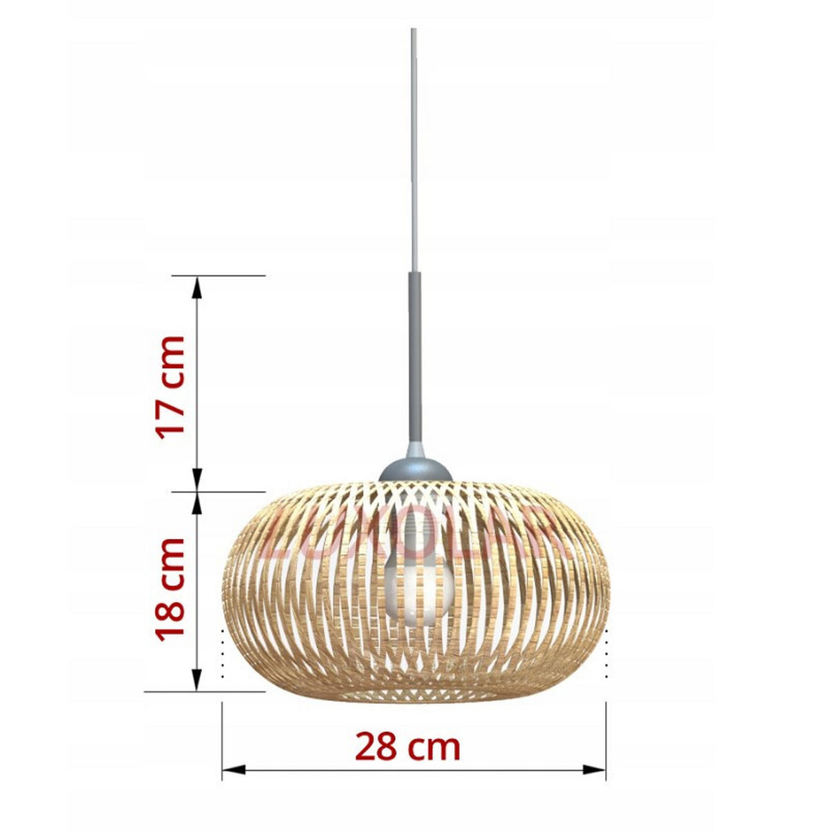 PENDELLEUCHTE BOHO - Beige, Holz/Metall (28/105/100cm) - kiki design