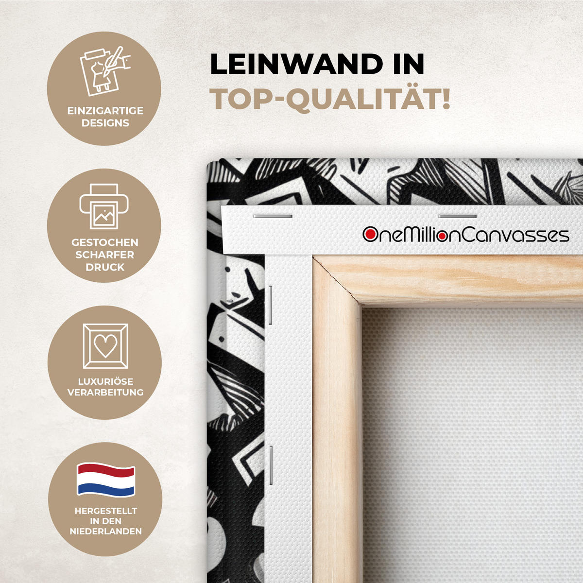 LEINWANDBILD Formen - Buchstaben - Graffiti - Schwarz Wandbild Wohnzimmer 60x80 cm - Schwarz, Textil (60/80cm) - MuchoWow