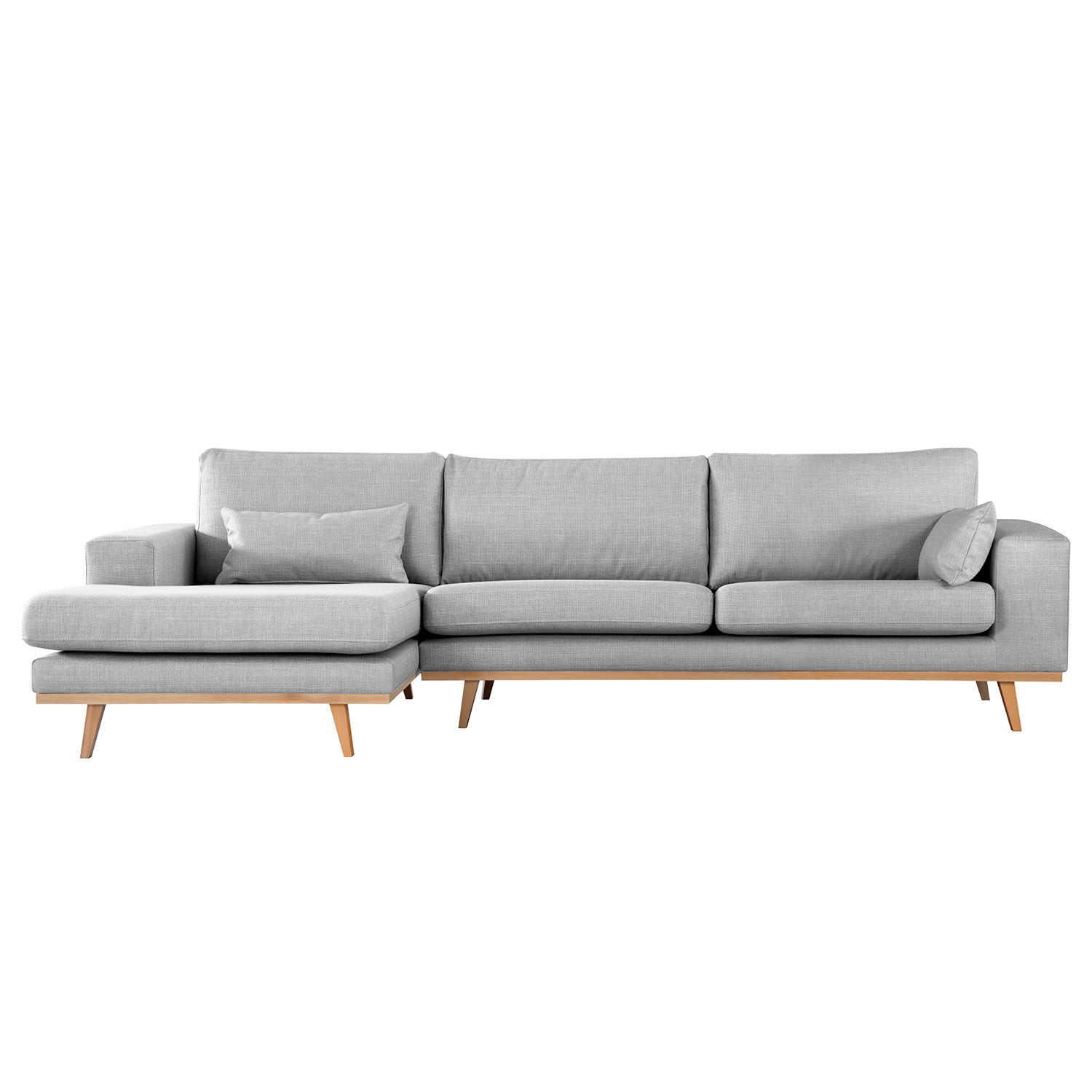 ECKSOFA mit Longchair - Buchefarben/Hellgrau, Textil (281/153cm) - home24