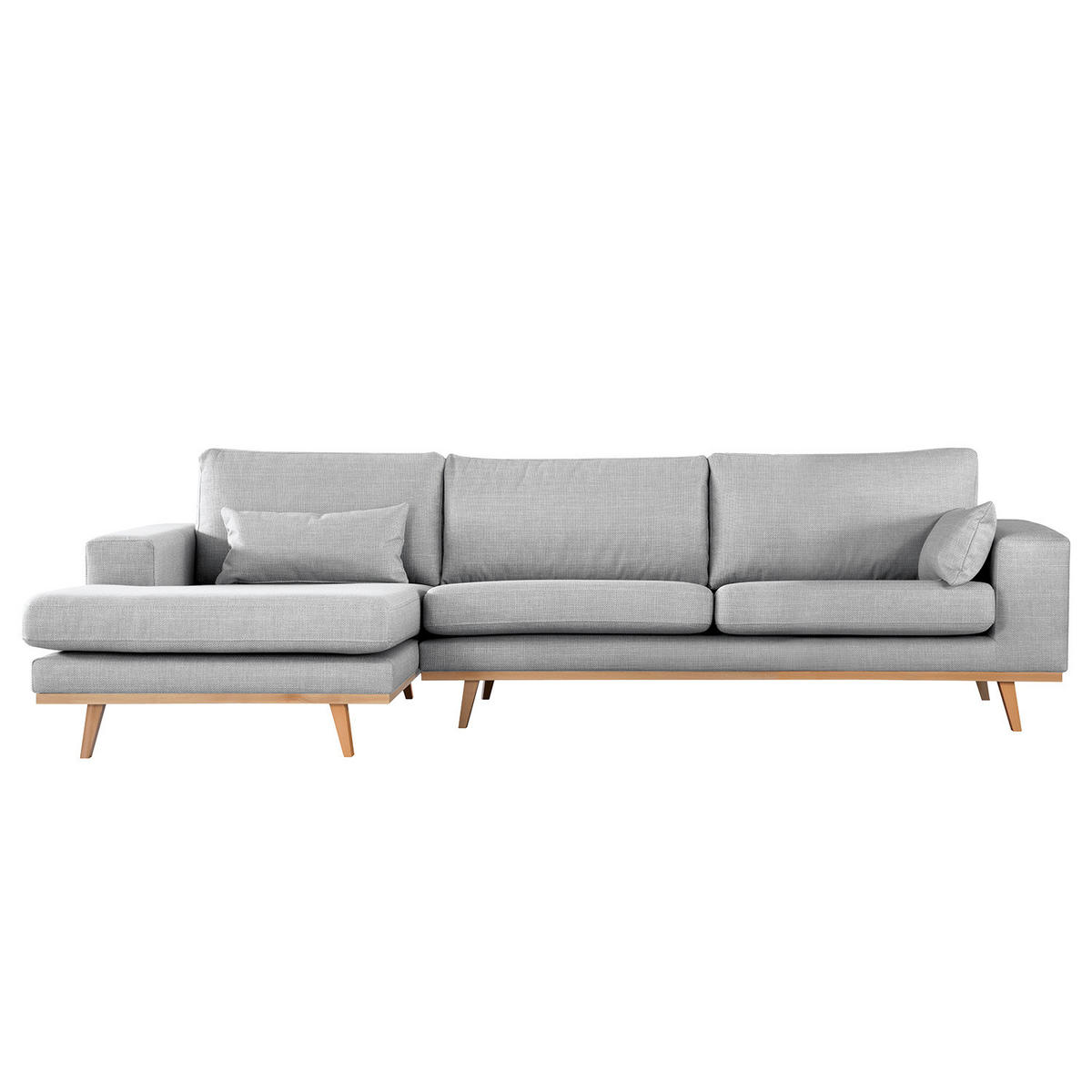 ECKSOFA mit Longchair - Buchefarben/Hellgrau, Textil (281/153cm) - home24