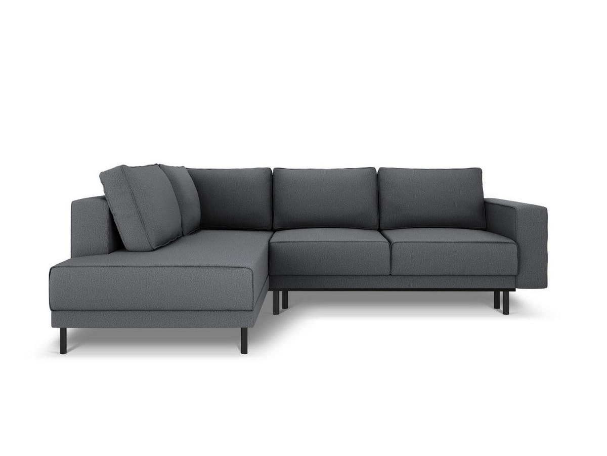 AUSKLAPPBARES-ECKSOFA links Caro aus strukturiertem Stoff dunkelgrau 5 Sitzplätze - Dunkelgrau, Textil (187/247cm) - Micadoni