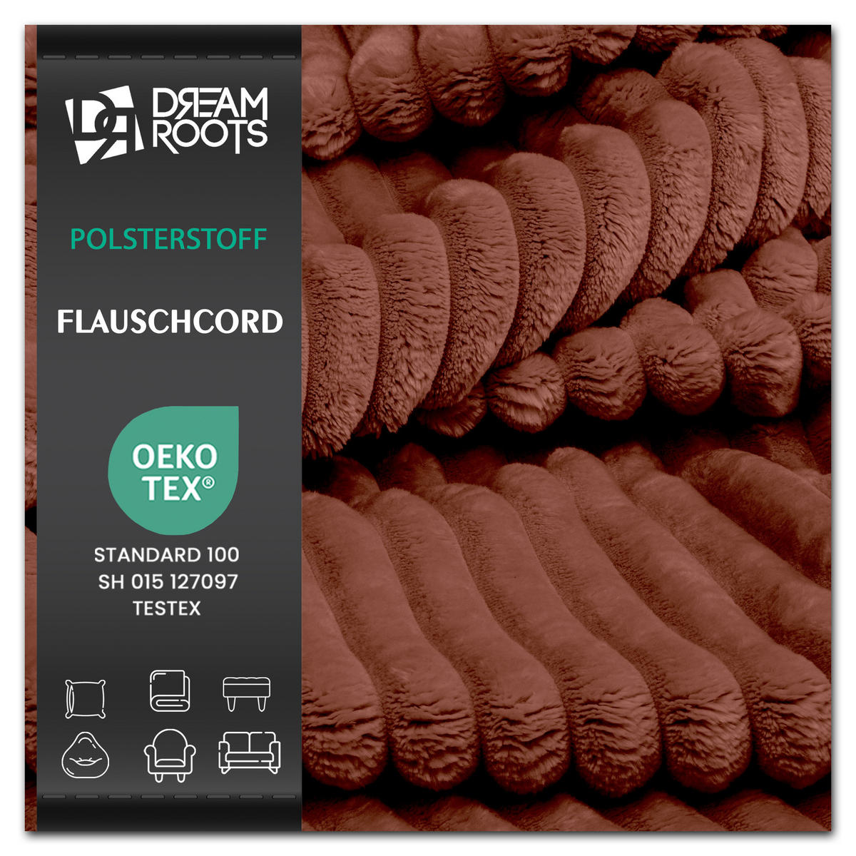 CORDSTOFF Tilia Ziegelrot – Breitcord 2,5 cm, 420 g/m², 140 cm breit, extraweich & robust, OEKO-TEX zertifiziert - Rostfarben, Textil (140/100cm) - Dreamroots