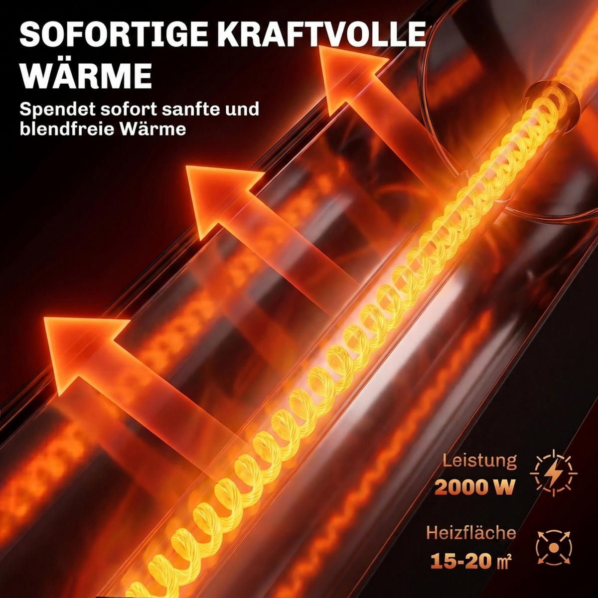 INFRAROT-HEIZSTRAHLER Aluminium Carbonfaser Schwarz - Schwarz, Metall (29.5/84/29.5cm) - Outsunny