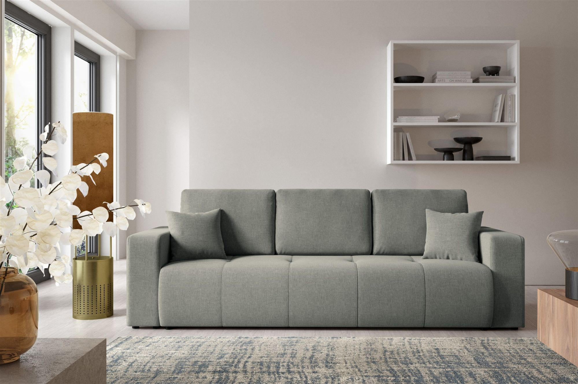 SCHLAFSOFA Augusto - Grau, Holzwerkstoff/Textil (244/82/102cm) - Fun Möbel